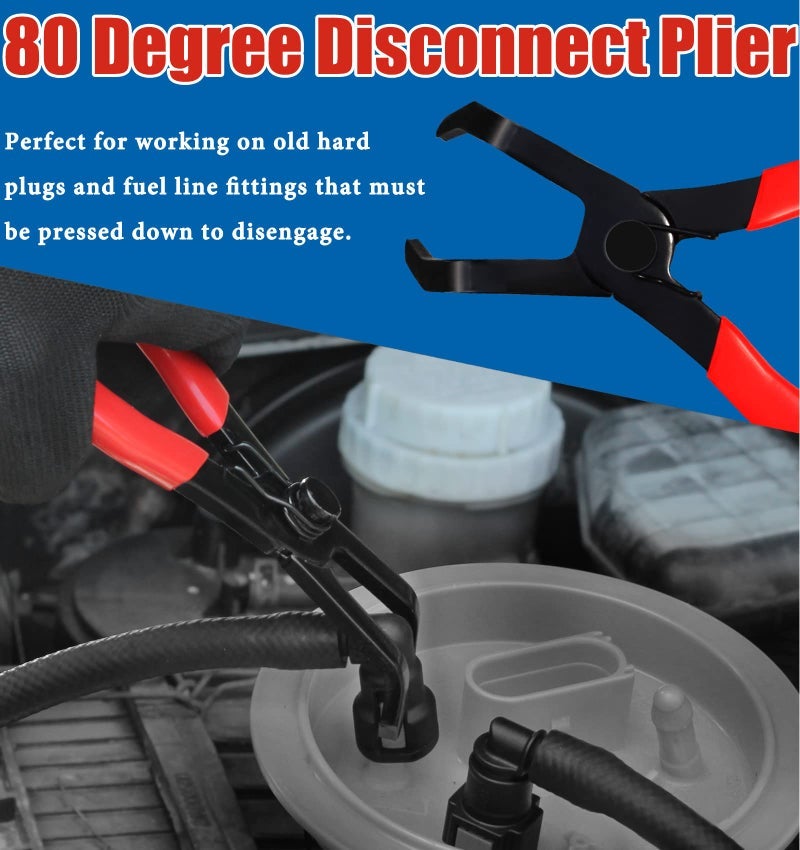 AutoWanderer Tool 4 Pcs Fuel Line Disconnect Pliers Set With 80 Degree Disconnect Pliers Hose Remover Pliers Hose Pipe Clamp Clip 9 Inch Fuel Filter Caliper Set For Auto Maintenance - Image 3